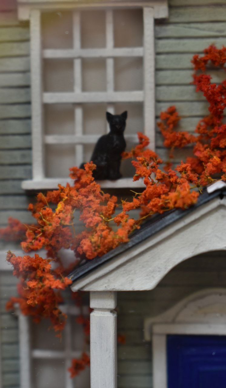 Handmade  shadow box with miniature scene Halloween Manor.  Miniature art  by HandiCraftArt .